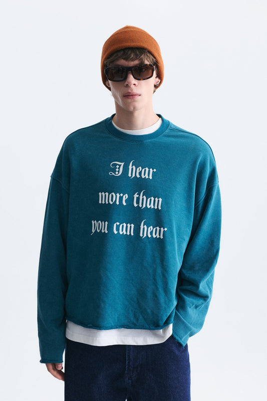 Boxy Fit Yazılı Sweatshirt