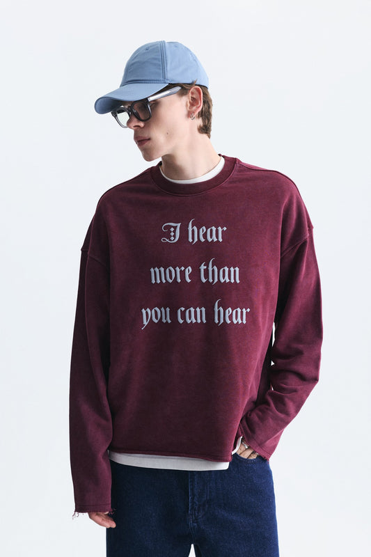 Boxy Fit Yazılı Sweatshirt