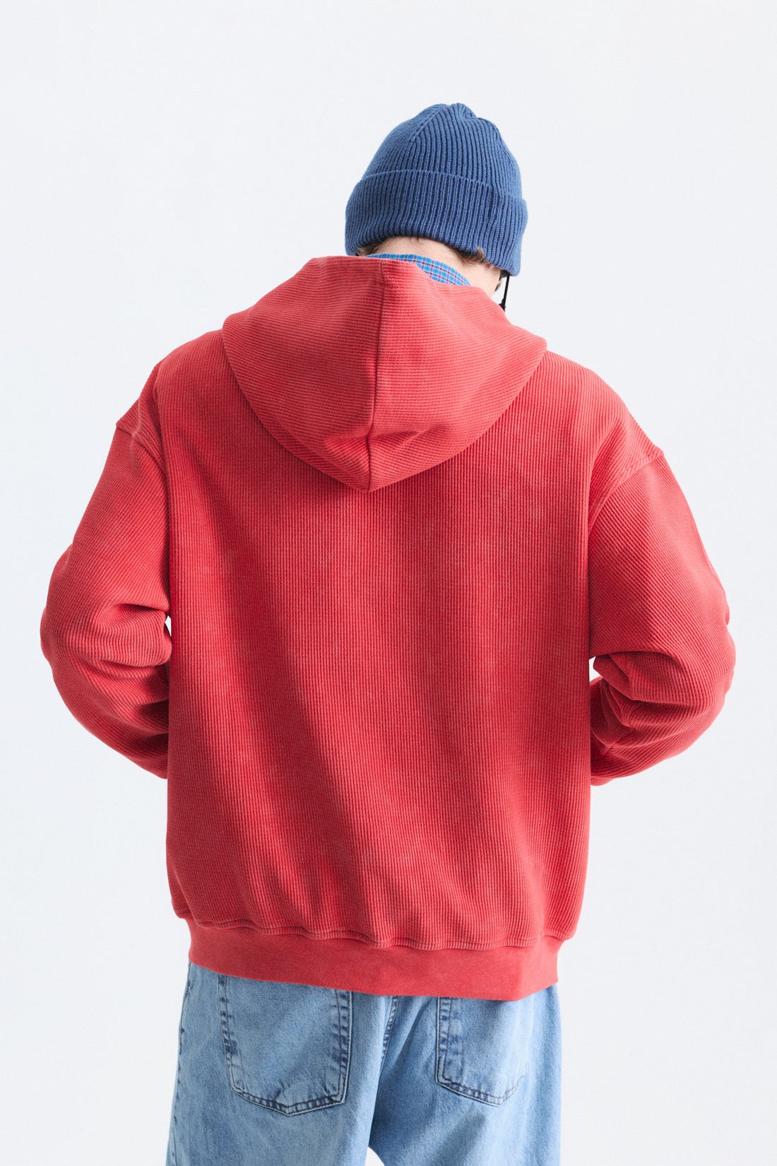 Dokulu Fermuarlı Kapüşonlu Sweatshirt