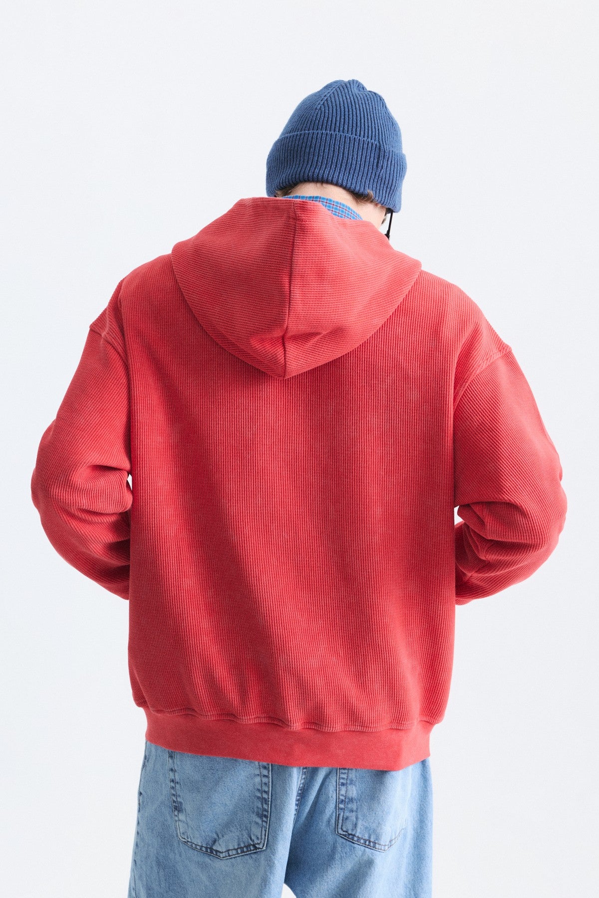 Dokulu Fermuarlı Kapüşonlu Sweatshirt