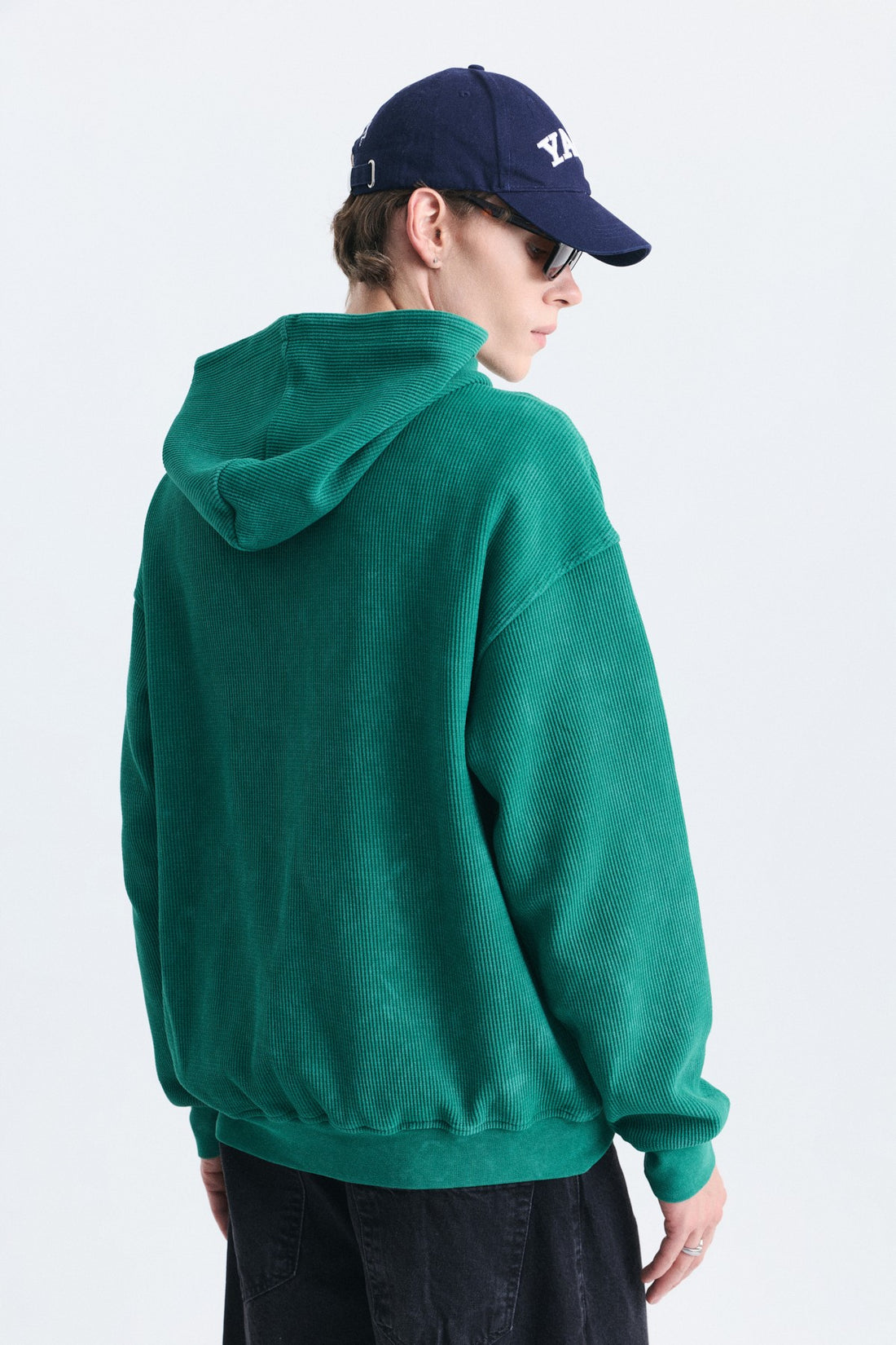 Dokulu Fermuarlı Kapüşonlu Sweatshirt