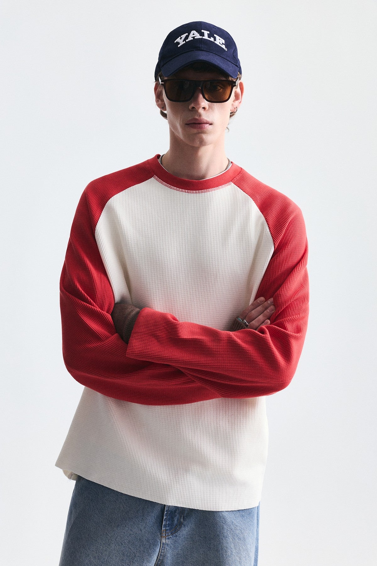 Renk Bloklu Dokulu Sweatshirt