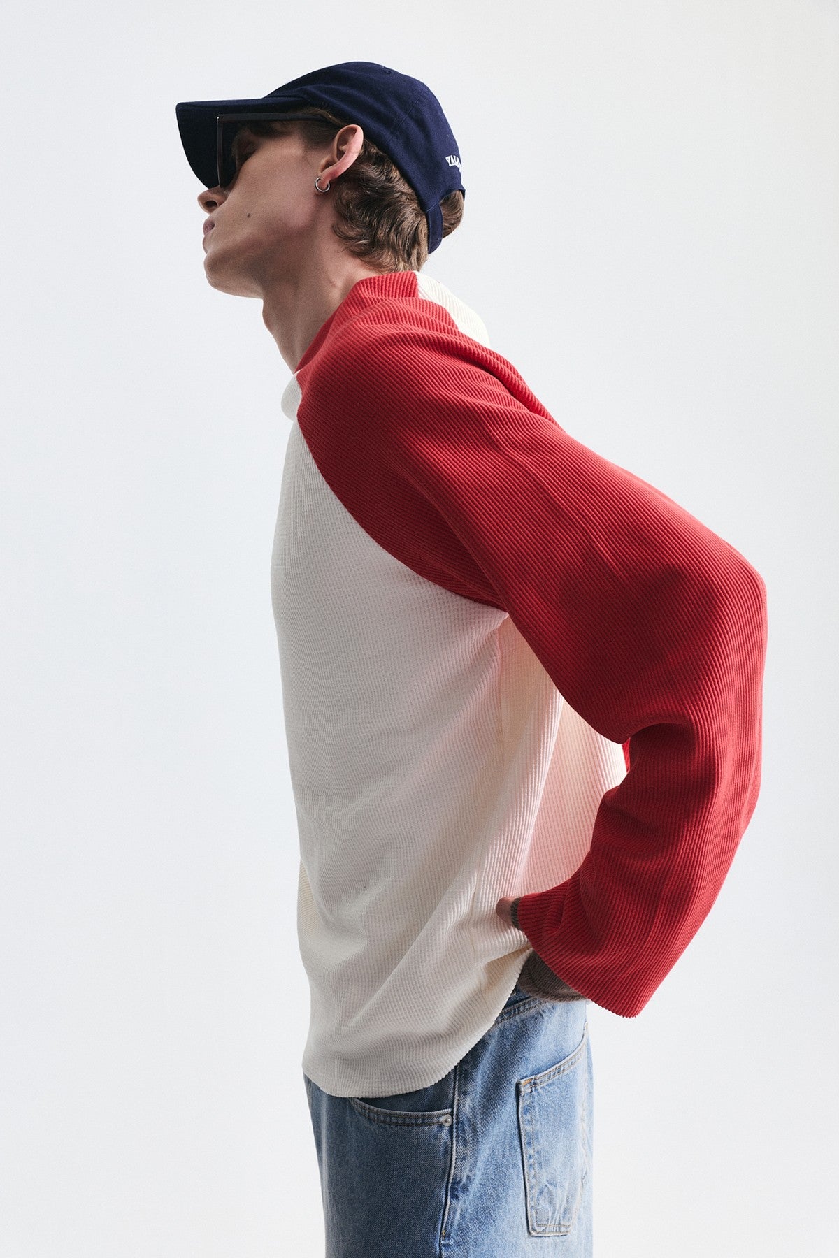 Renk Bloklu Dokulu Sweatshirt