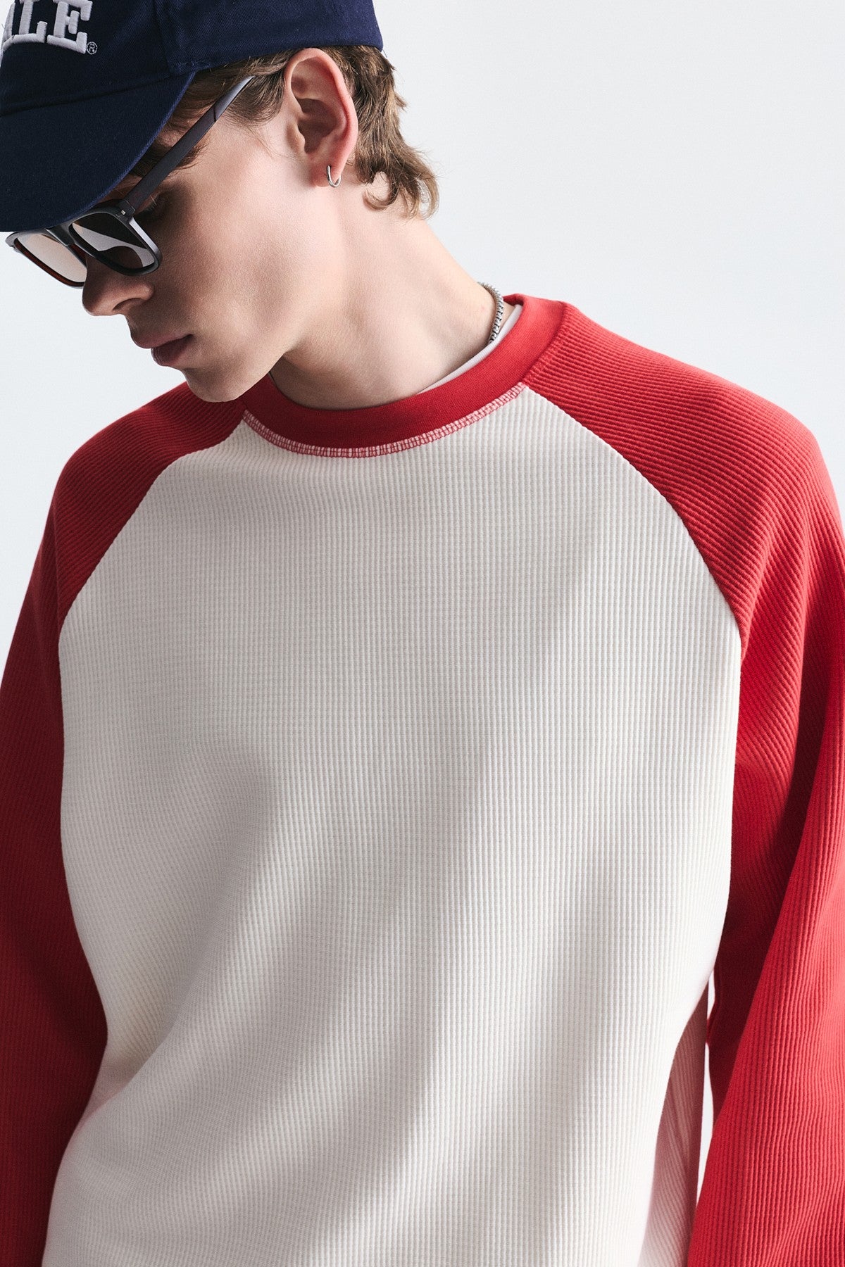 Renk Bloklu Dokulu Sweatshirt
