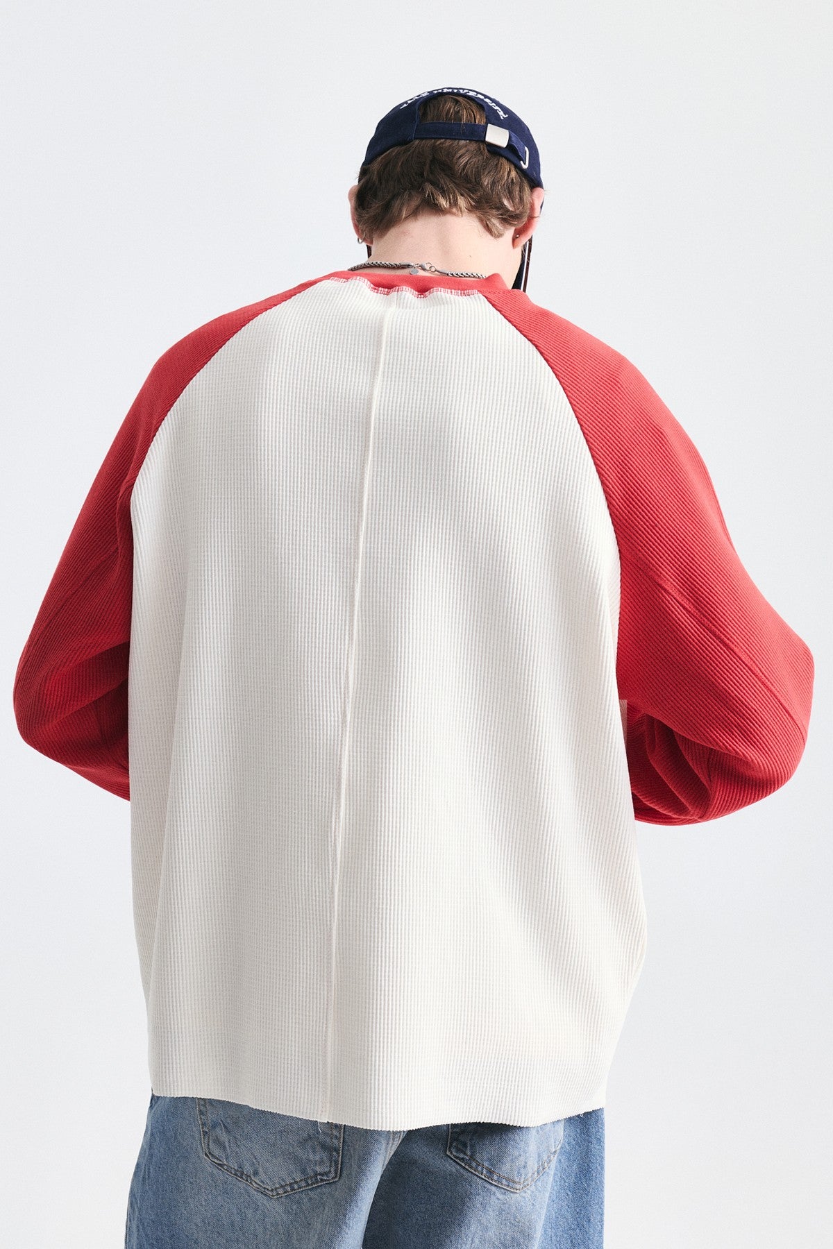 Renk Bloklu Dokulu Sweatshirt