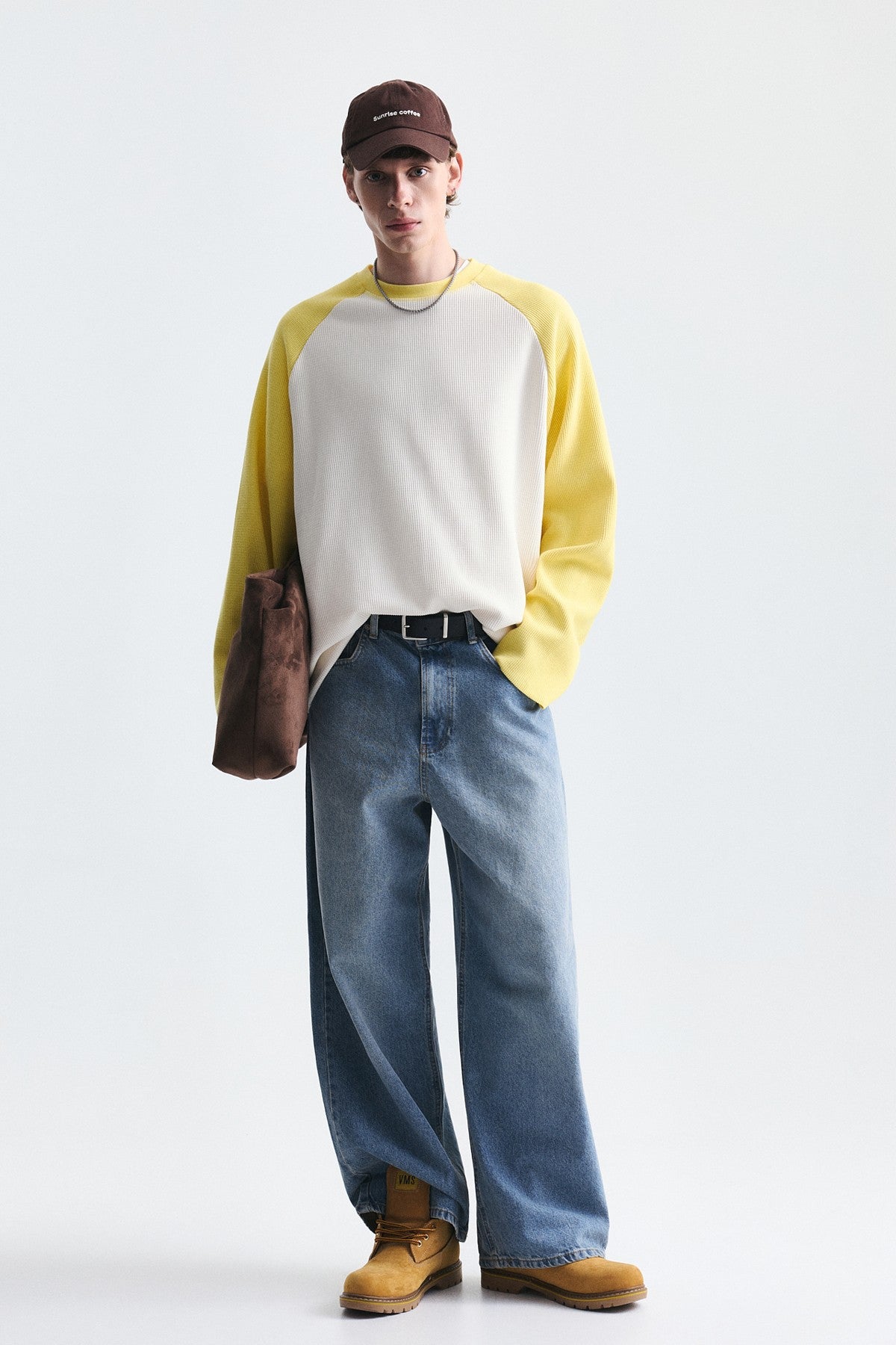 Renk Bloklu Dokulu Sweatshirt