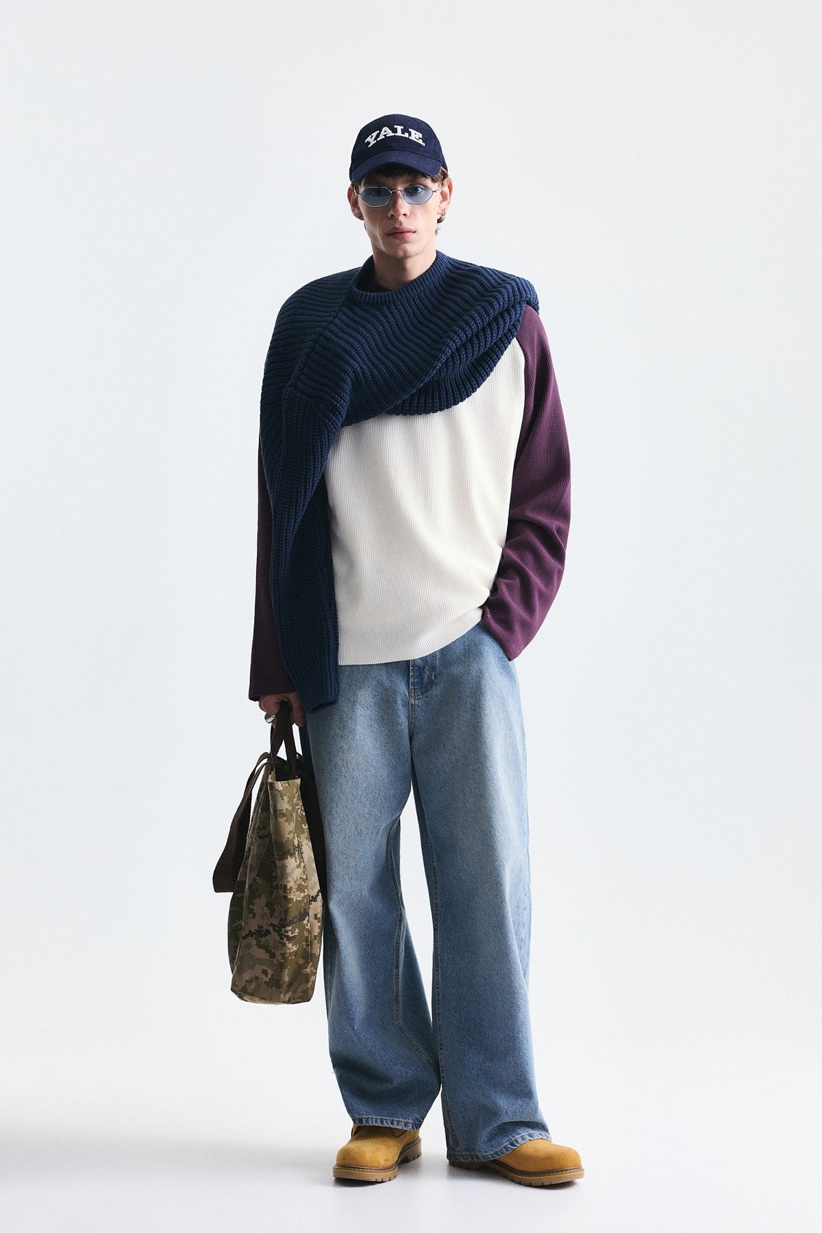 Renk Bloklu Dokulu Sweatshirt