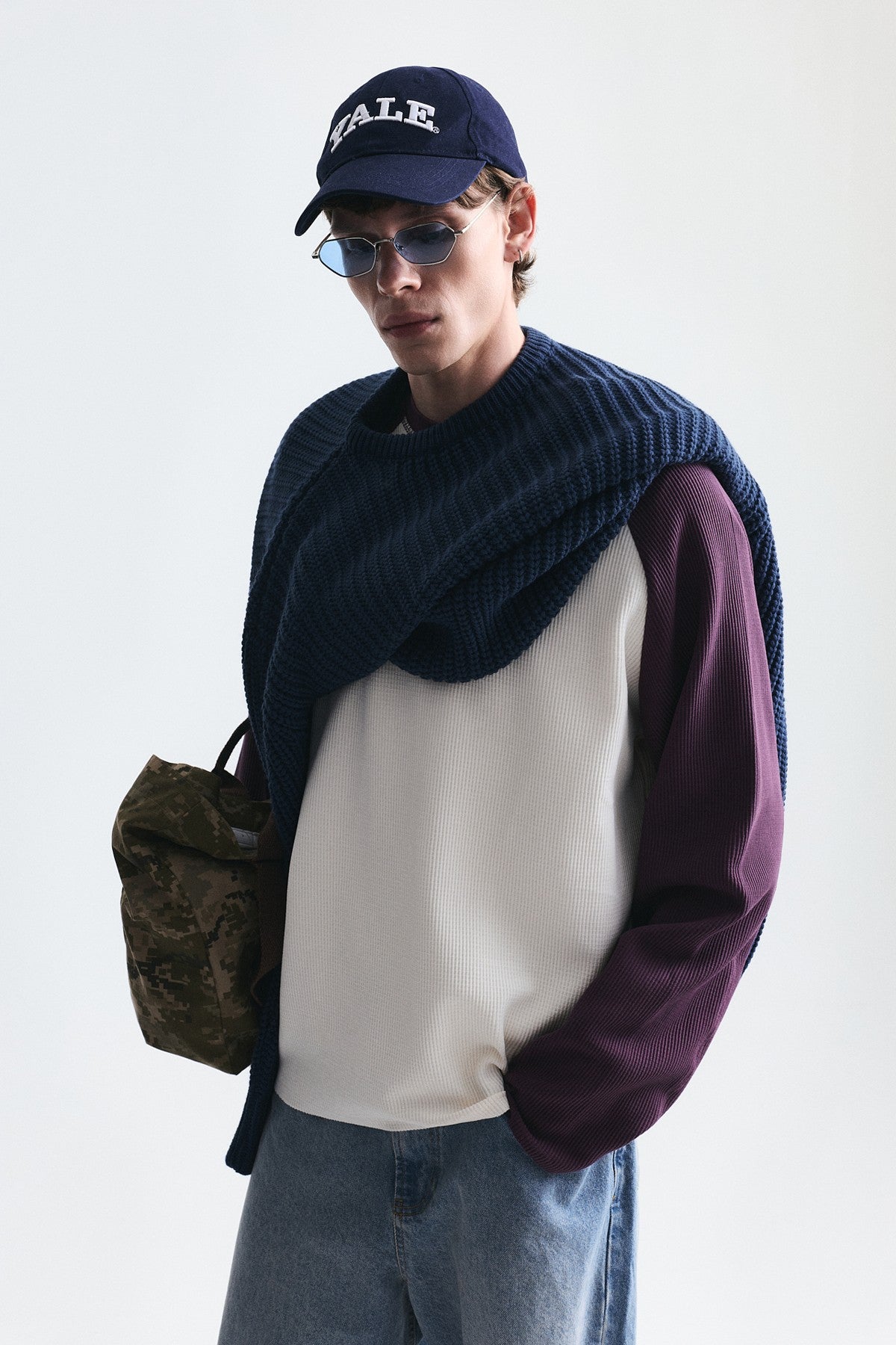 Renk Bloklu Dokulu Sweatshirt
