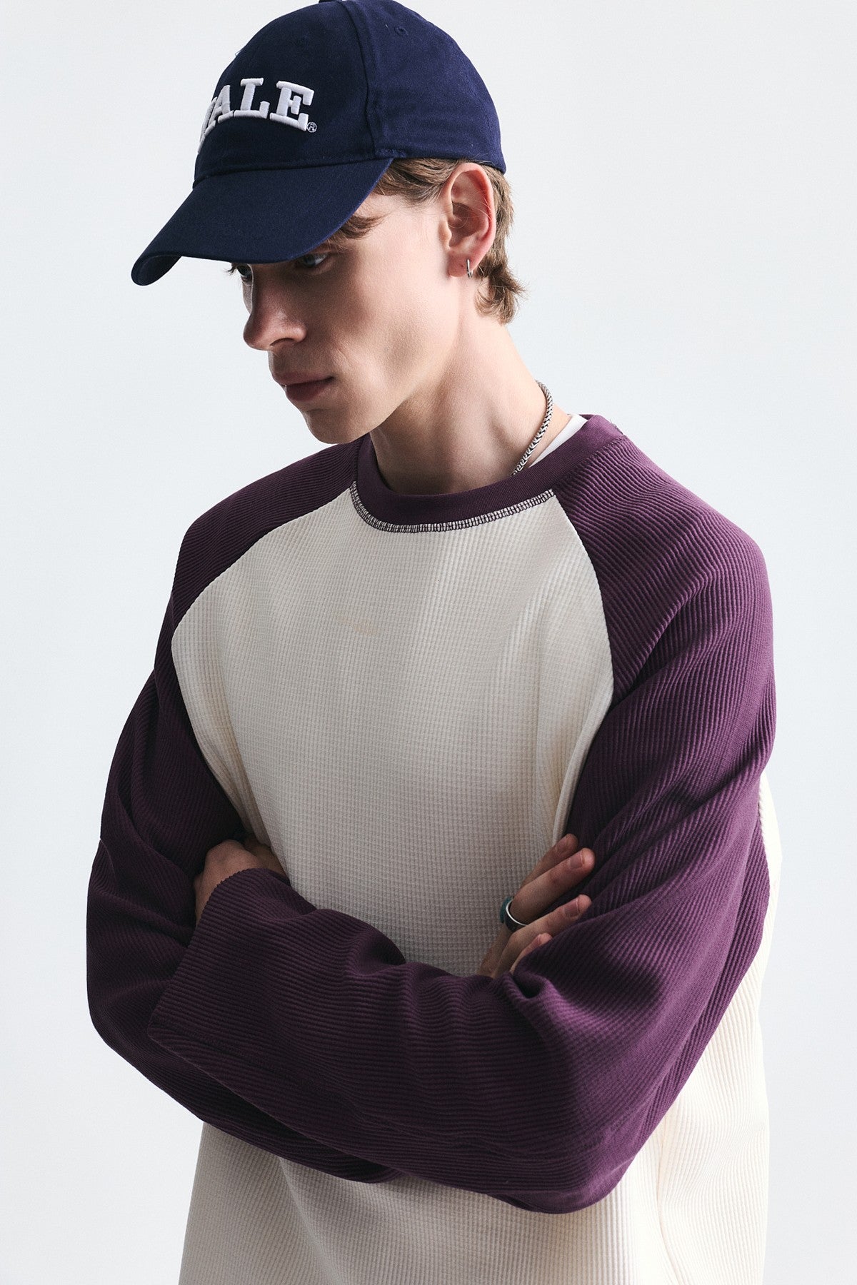 Renk Bloklu Dokulu Sweatshirt