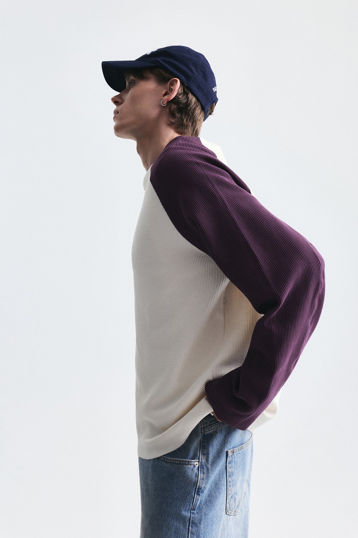 Renk Bloklu Dokulu Sweatshirt