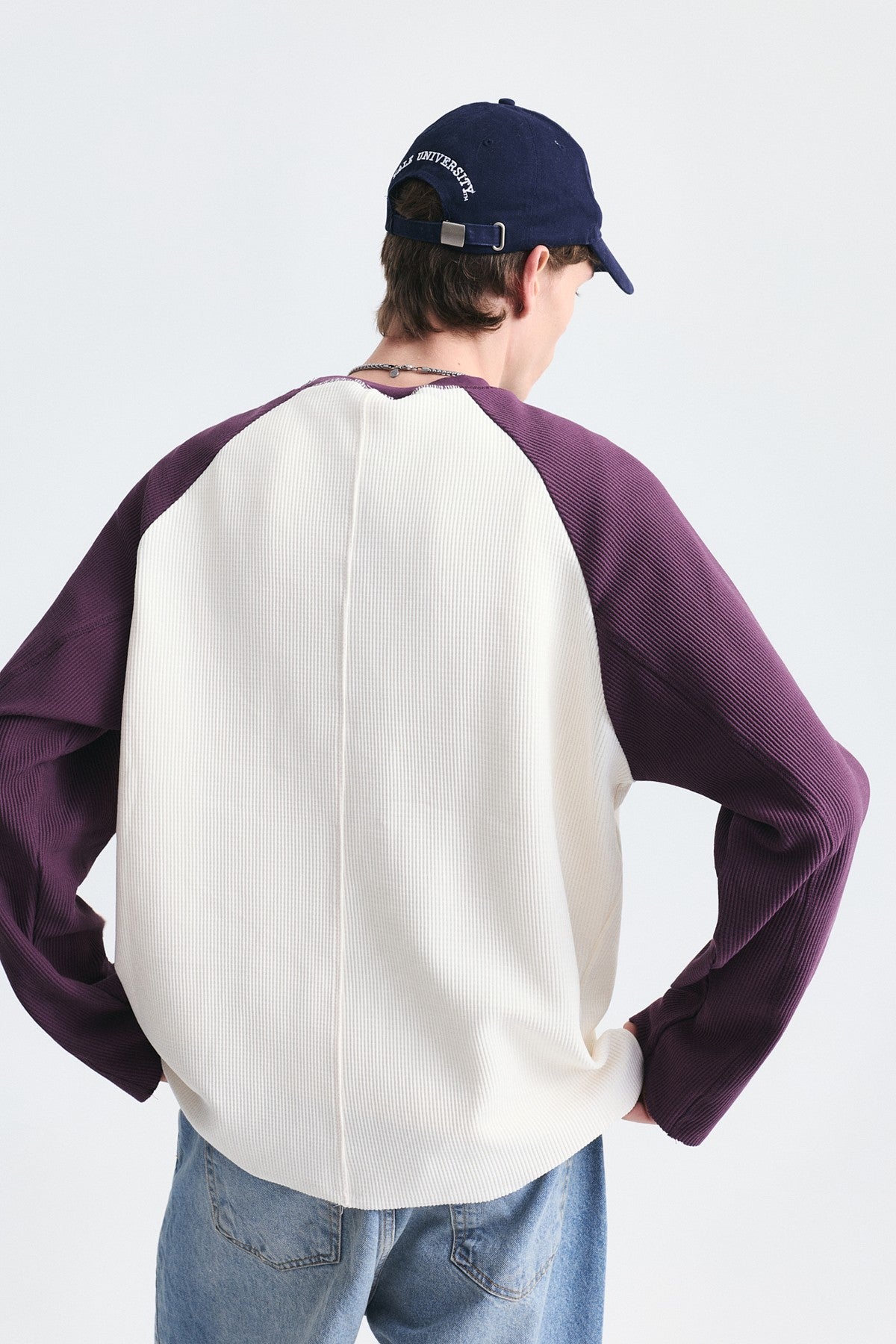 Renk Bloklu Dokulu Sweatshirt