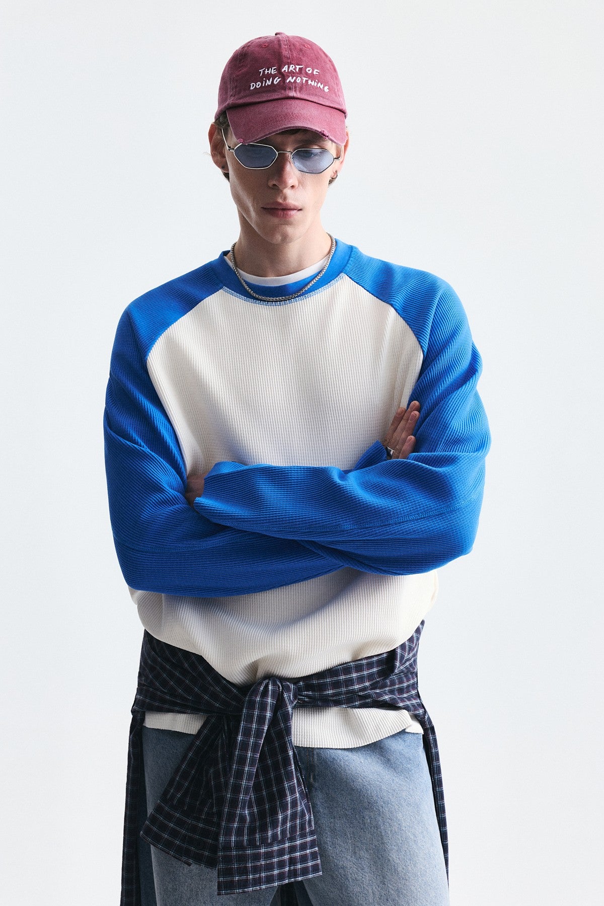 Renk Bloklu Dokulu Sweatshirt