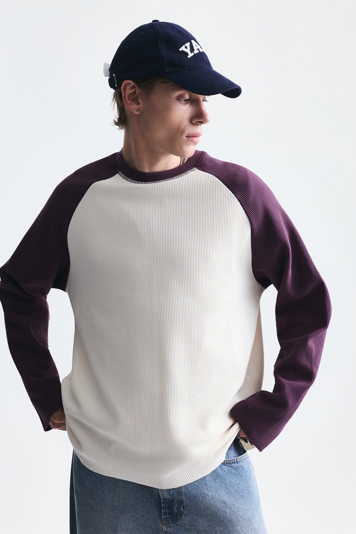 Renk Bloklu Dokulu Sweatshirt