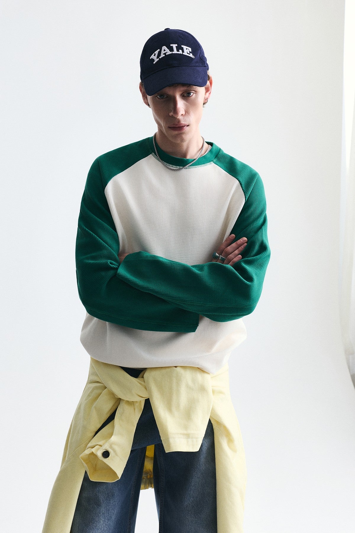 Renk Bloklu Dokulu Sweatshirt