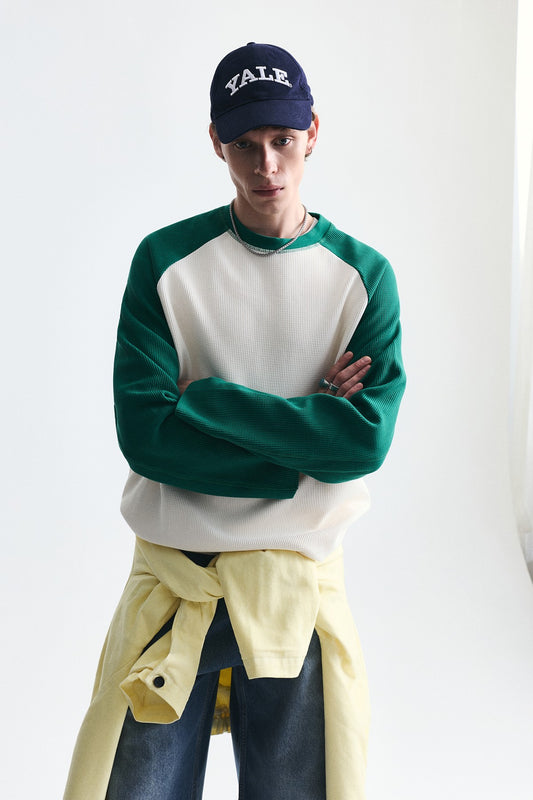 Renk Bloklu Dokulu Sweatshirt