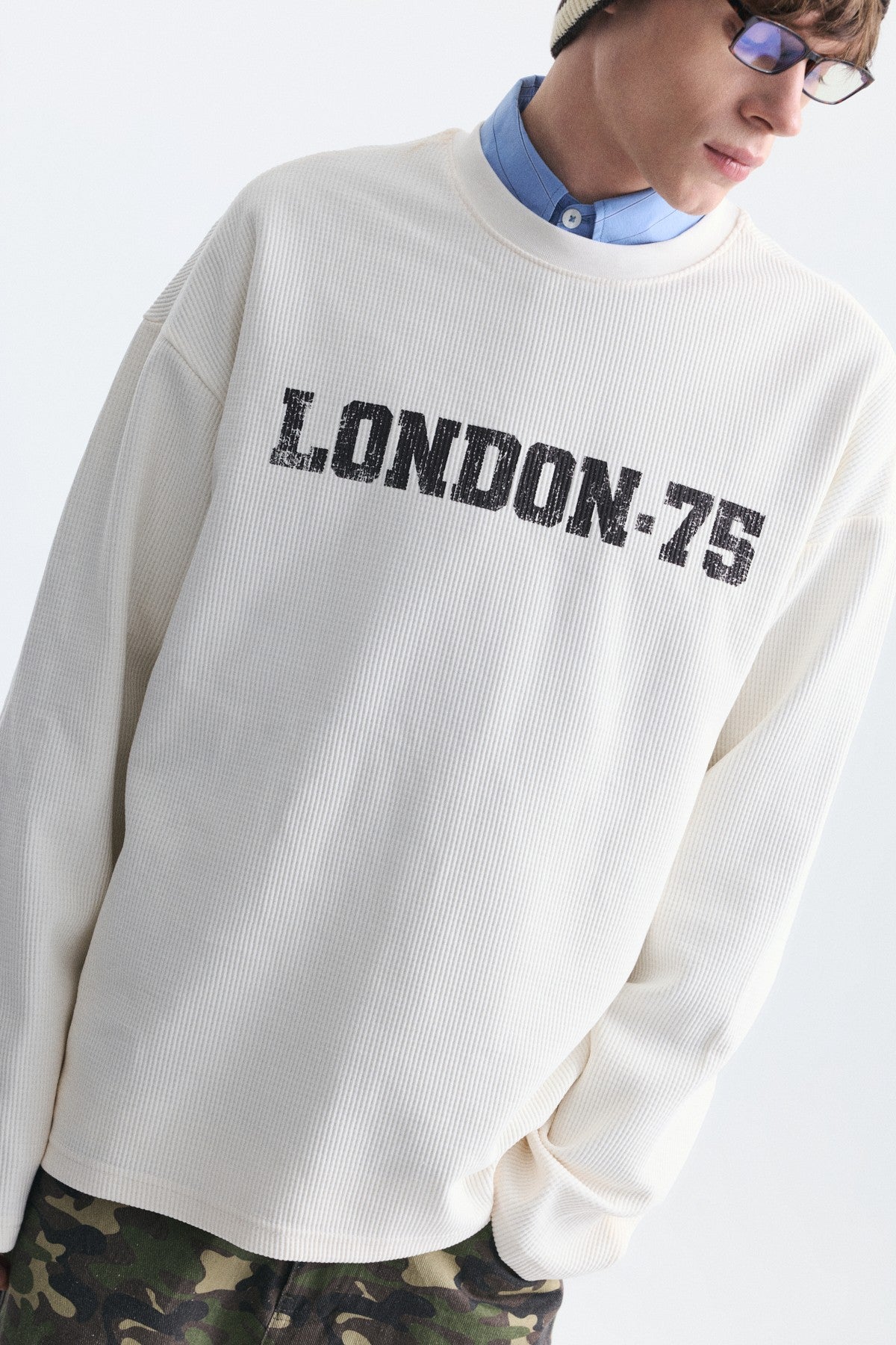 Dokulu London Baskılı Sweatshirt