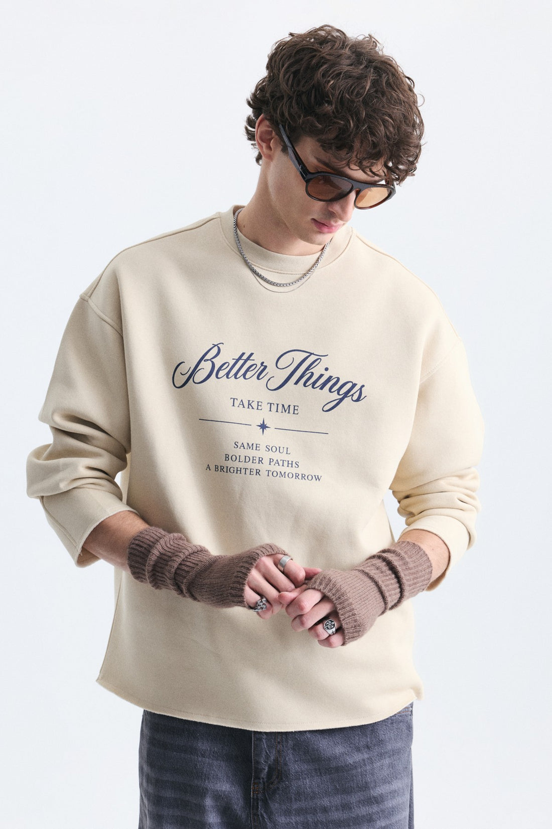 Oversize Yazı Baskılı Sweatshirt