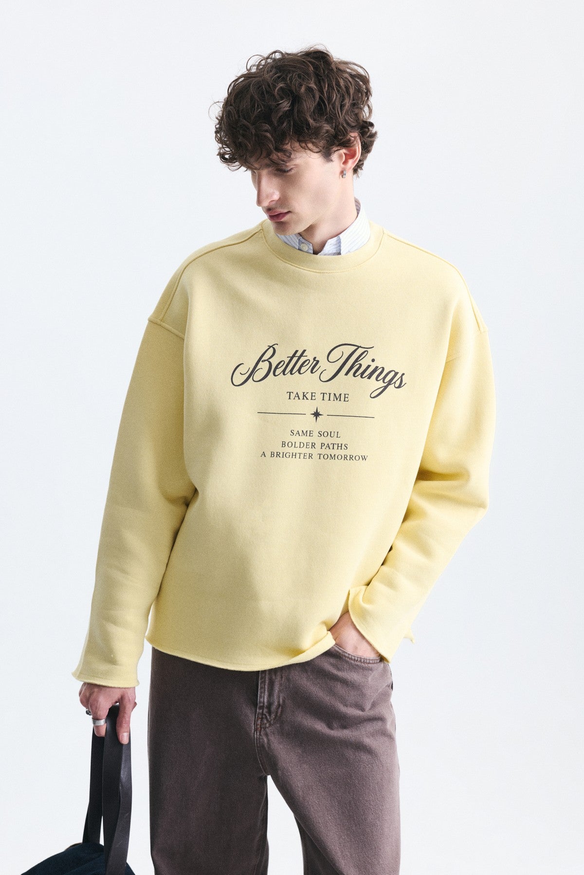 Oversize Yazı Baskılı Sweatshirt