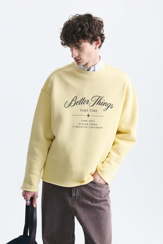 Oversize Yazı Baskılı Sweatshirt