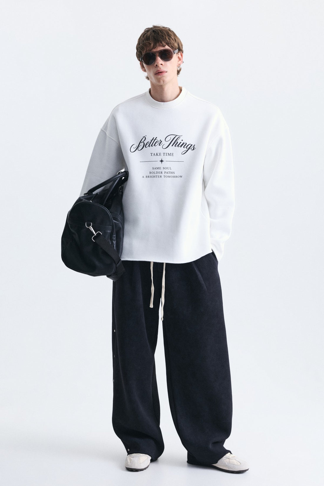 Oversize Yazı Baskılı Sweatshirt