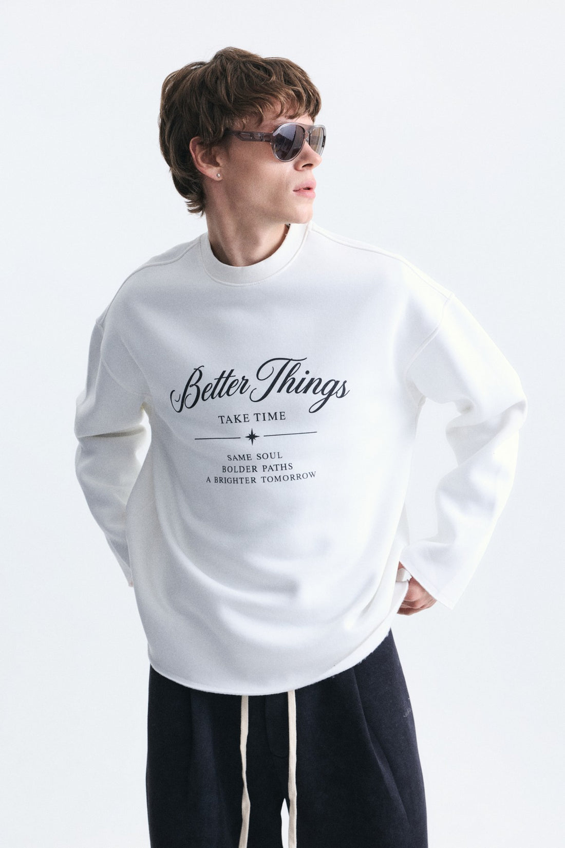 Oversize Yazı Baskılı Sweatshirt