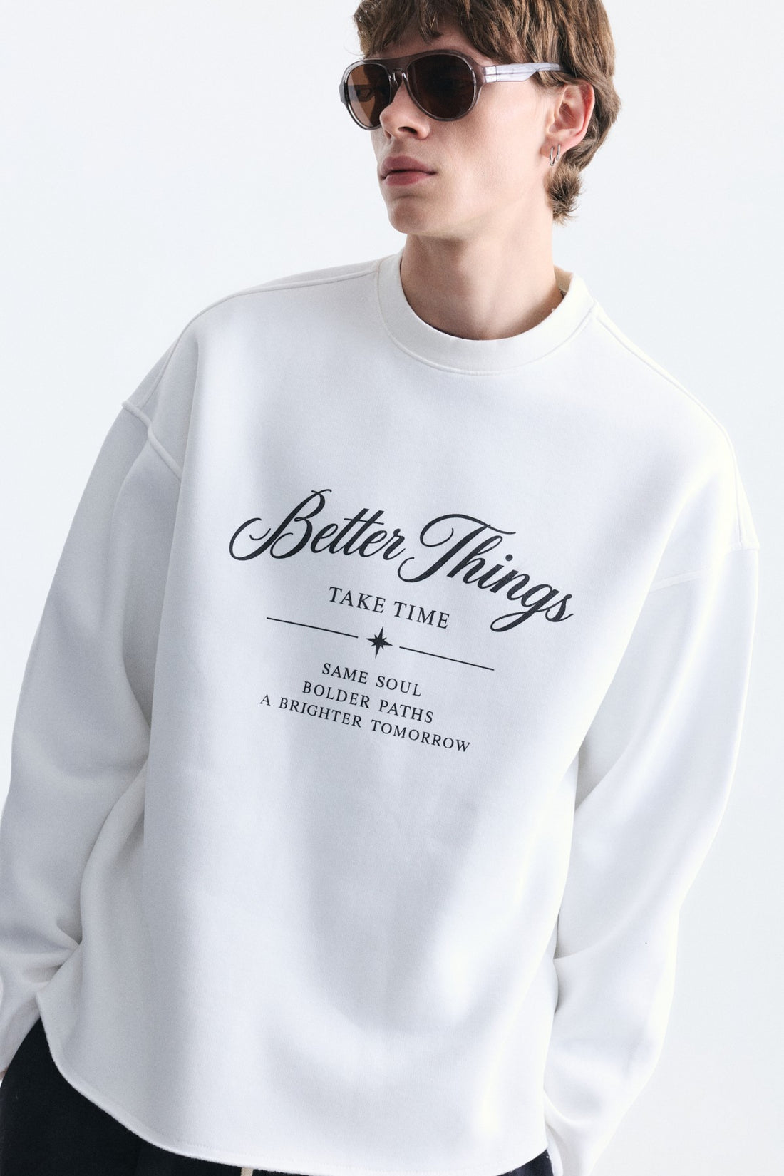 Oversize Yazı Baskılı Sweatshirt