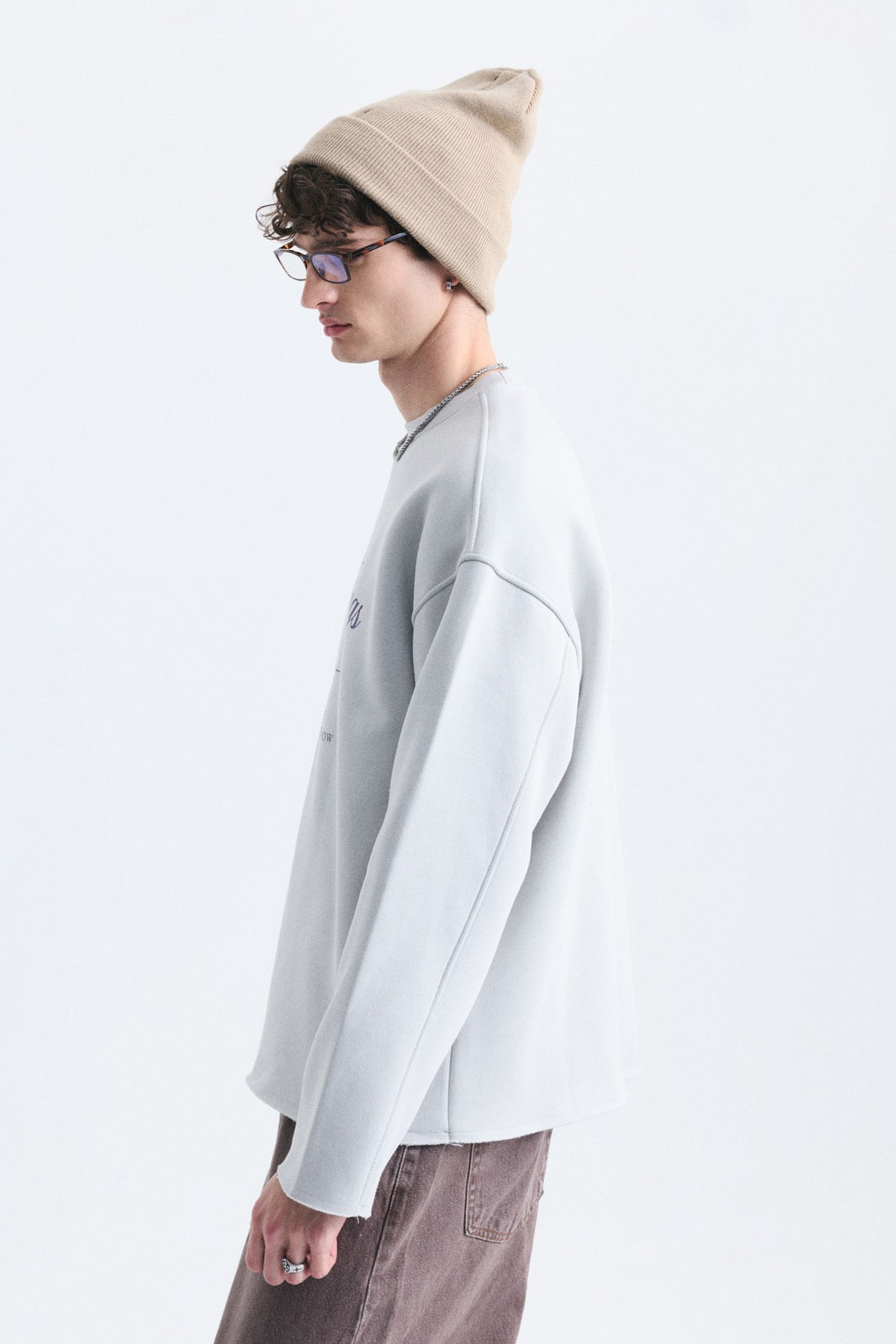 Oversize Yazı Baskılı Sweatshirt