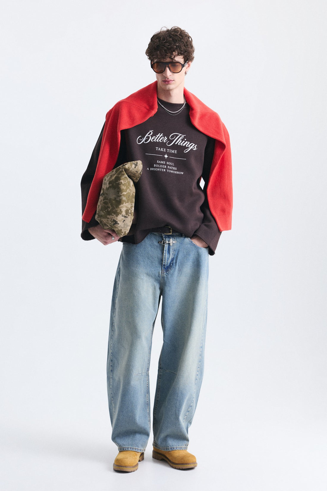 Oversize Yazı Baskılı Sweatshirt