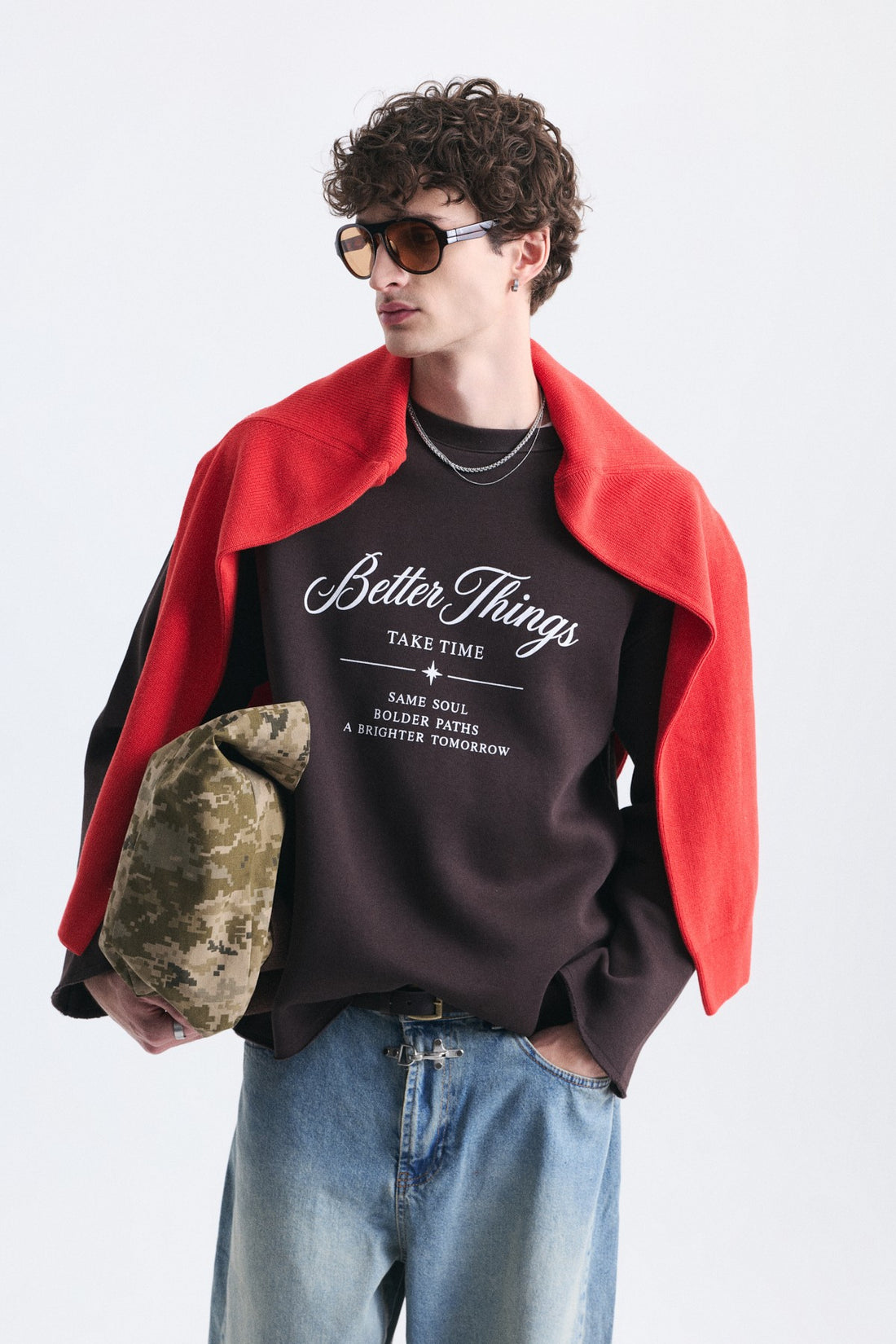 Oversize Yazı Baskılı Sweatshirt