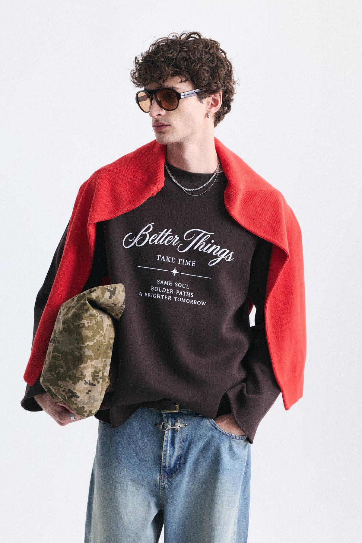 Oversize Yazı Baskılı Sweatshirt