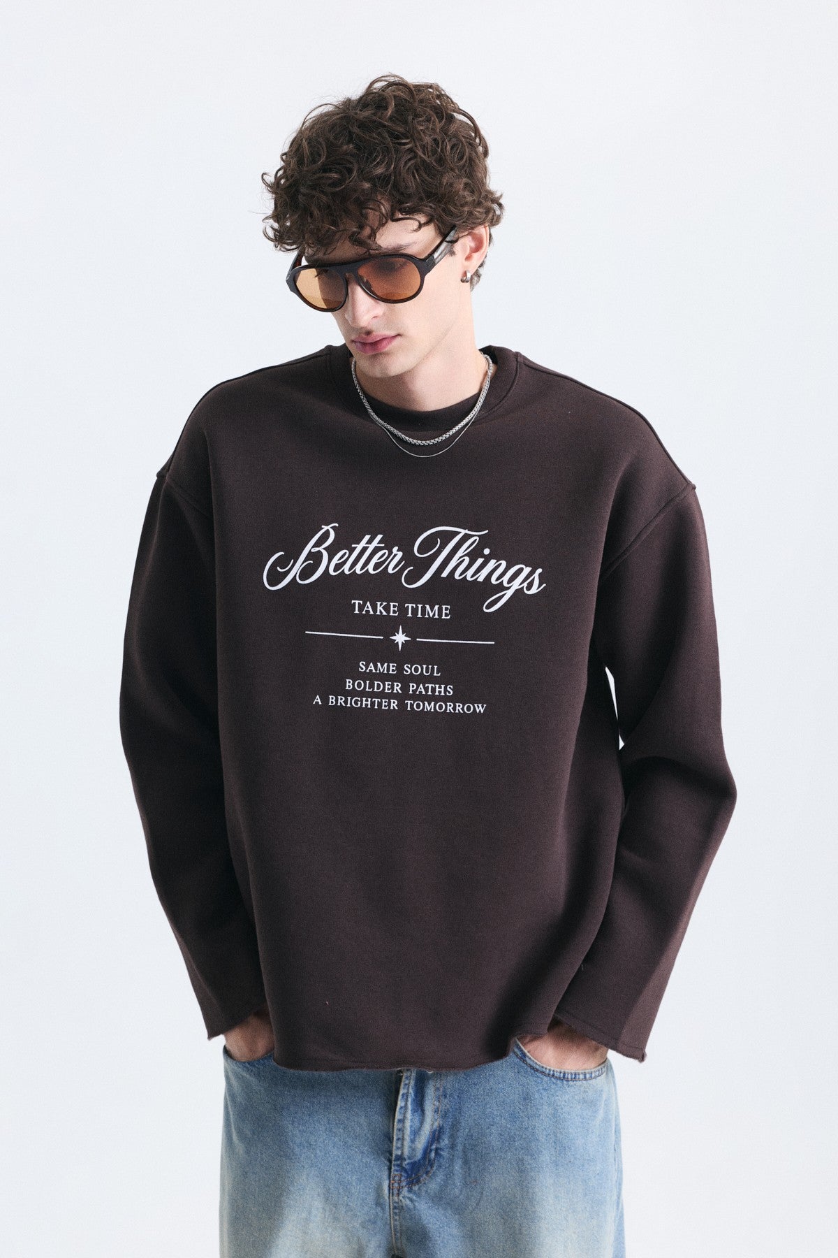 Oversize Yazı Baskılı Sweatshirt