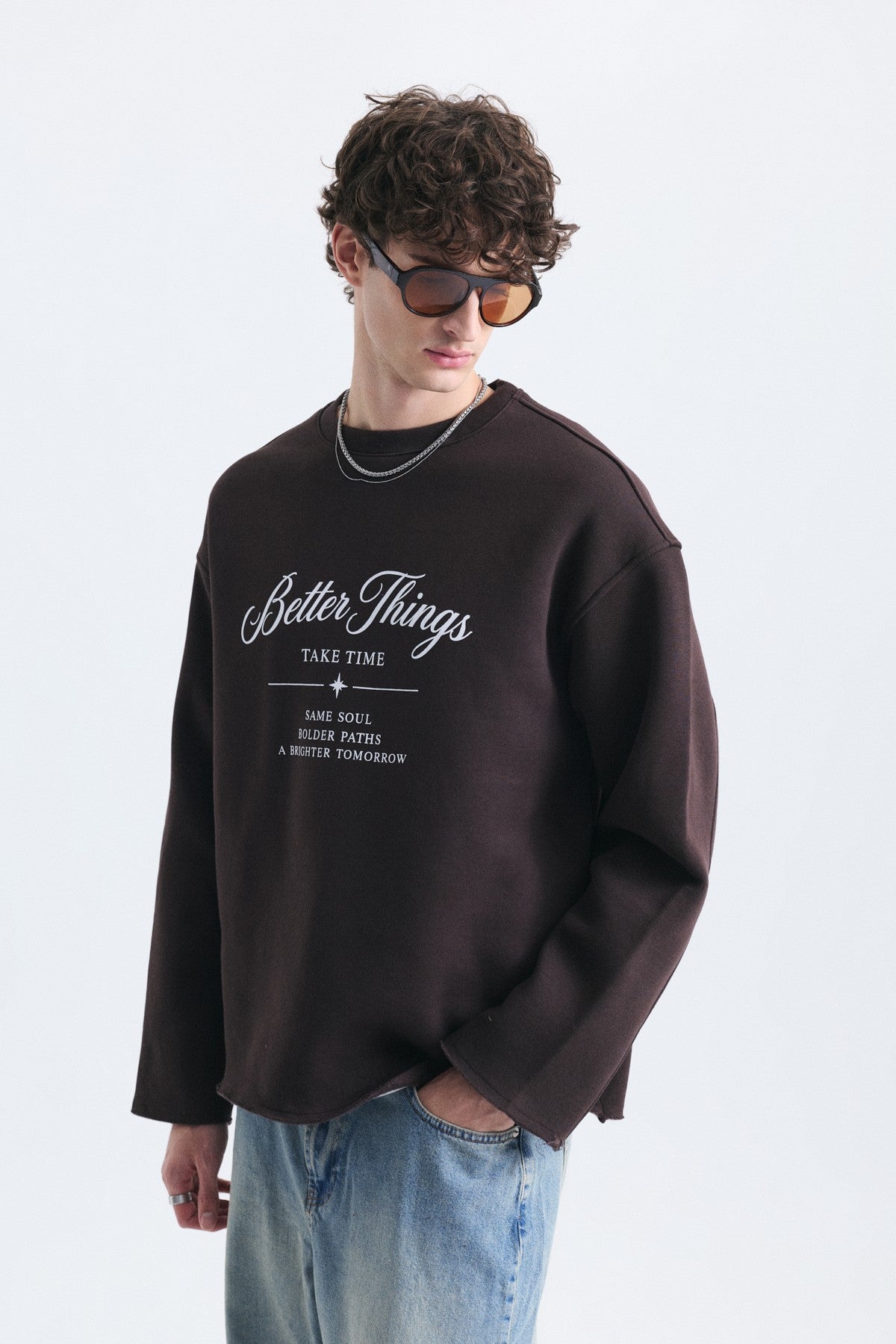 Oversize Yazı Baskılı Sweatshirt