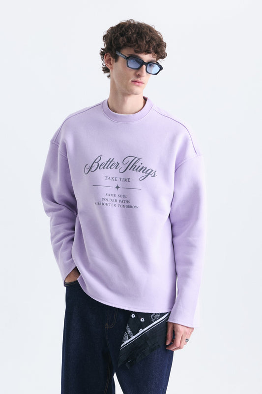 Oversize Yazı Baskılı Sweatshirt