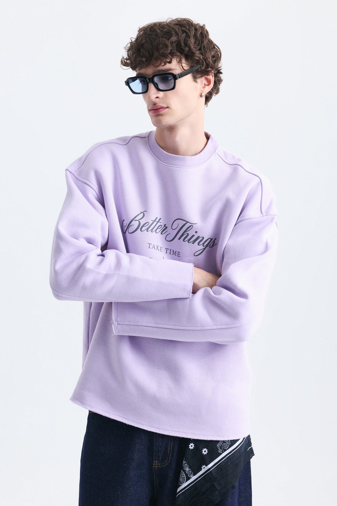 Oversize Yazı Baskılı Sweatshirt