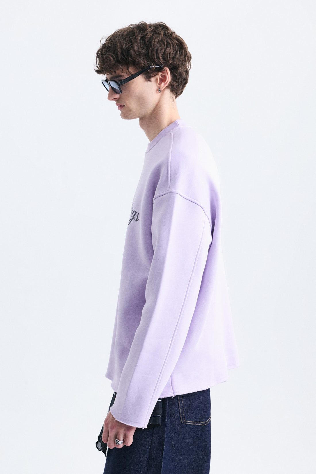 Oversize Yazı Baskılı Sweatshirt