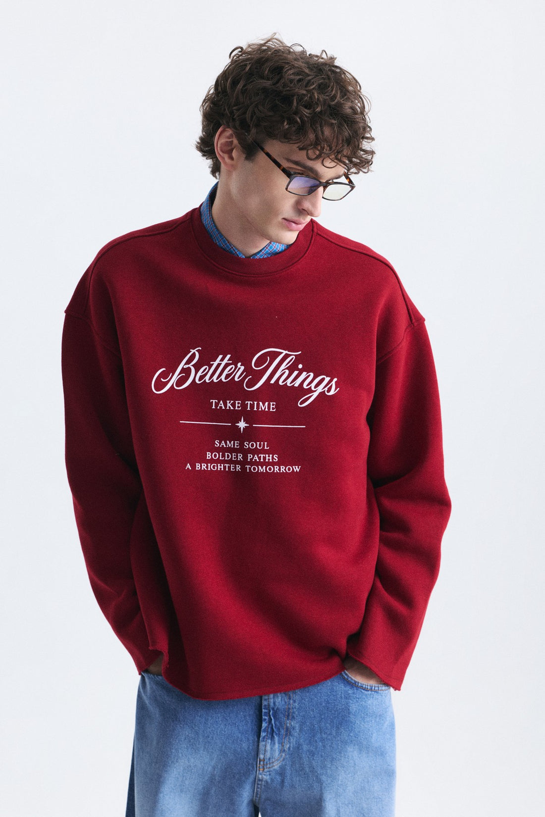 Oversize Yazı Baskılı Sweatshirt