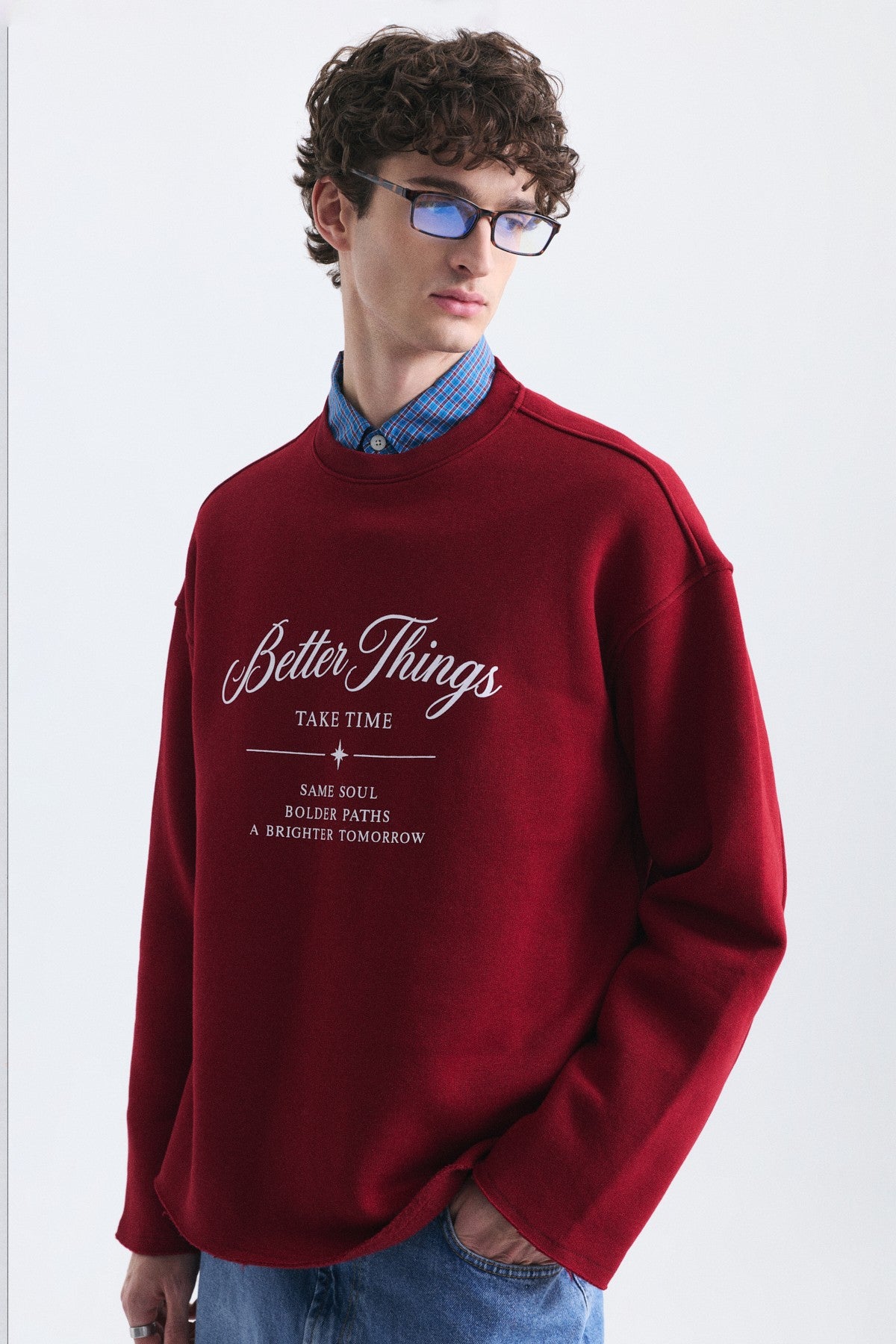 Oversize Yazı Baskılı Sweatshirt