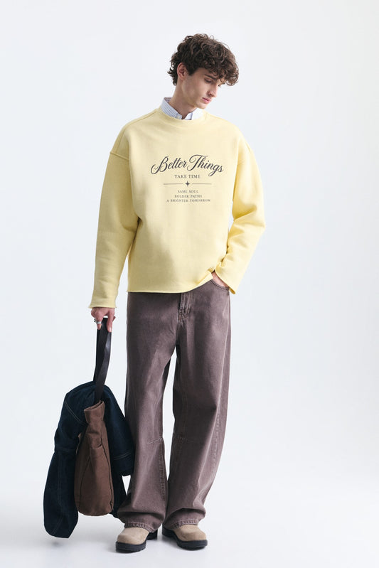 Oversize Yazı Baskılı Sweatshirt