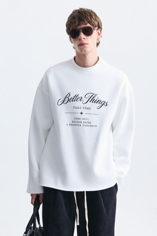 Oversize Yazı Baskılı Sweatshirt