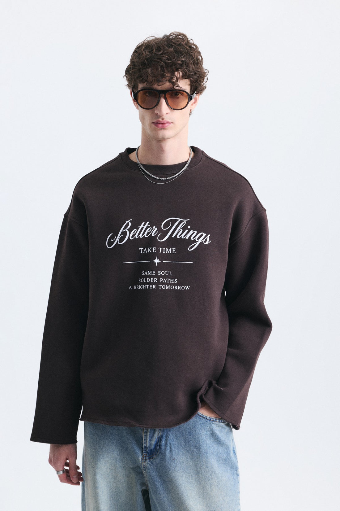 Oversize Yazı Baskılı Sweatshirt