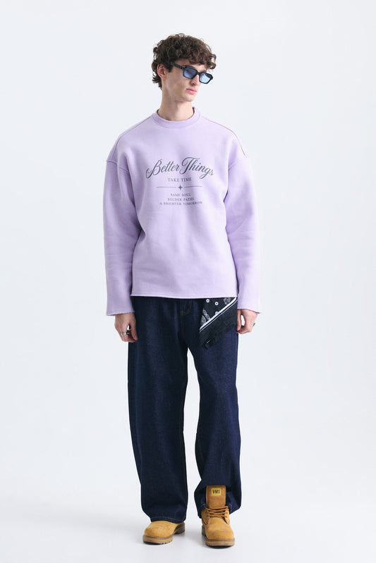 Oversize Yazı Baskılı Sweatshirt