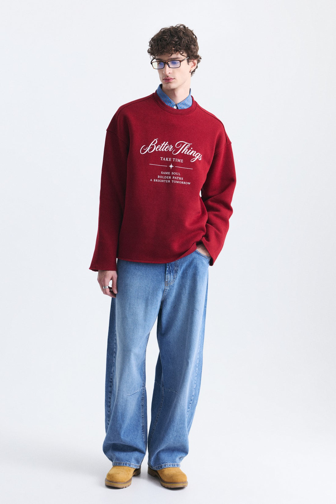 Oversize Yazı Baskılı Sweatshirt