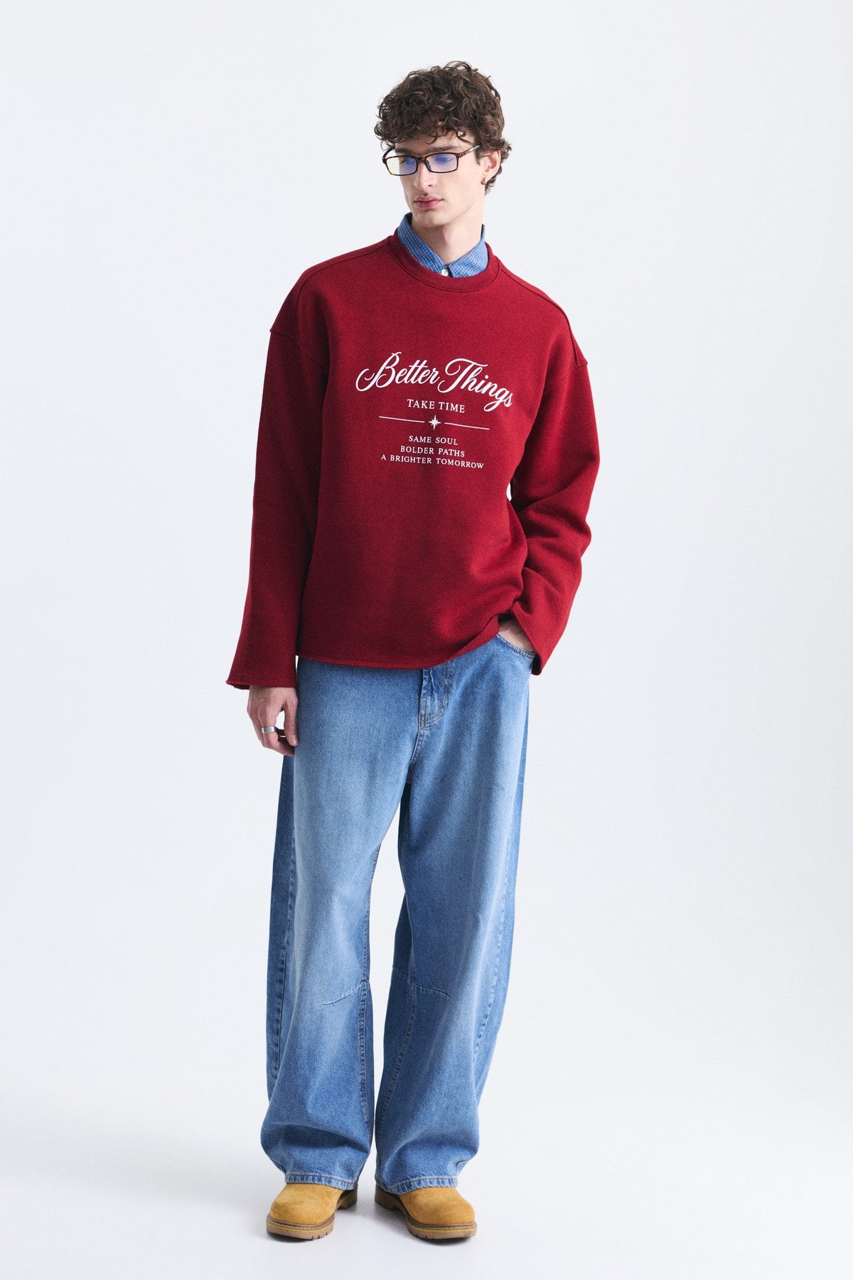 Oversize Yazı Baskılı Sweatshirt