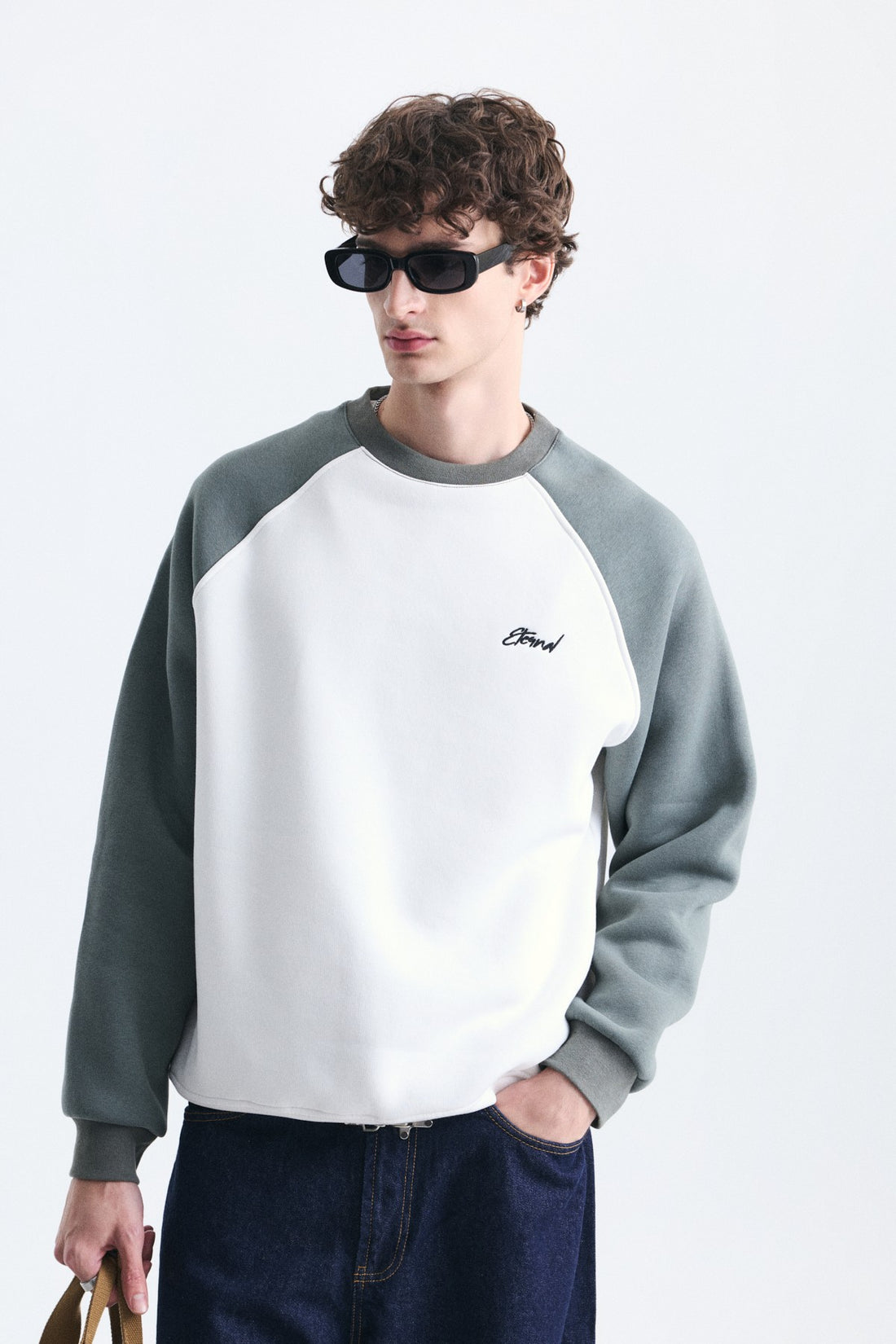 Oversize Renk Bloklu Sweatshirt