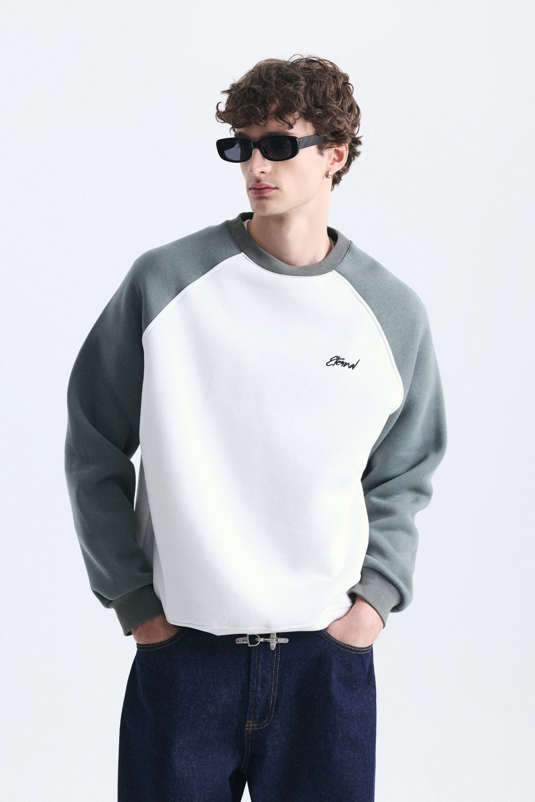 Oversize Renk Bloklu Sweatshirt