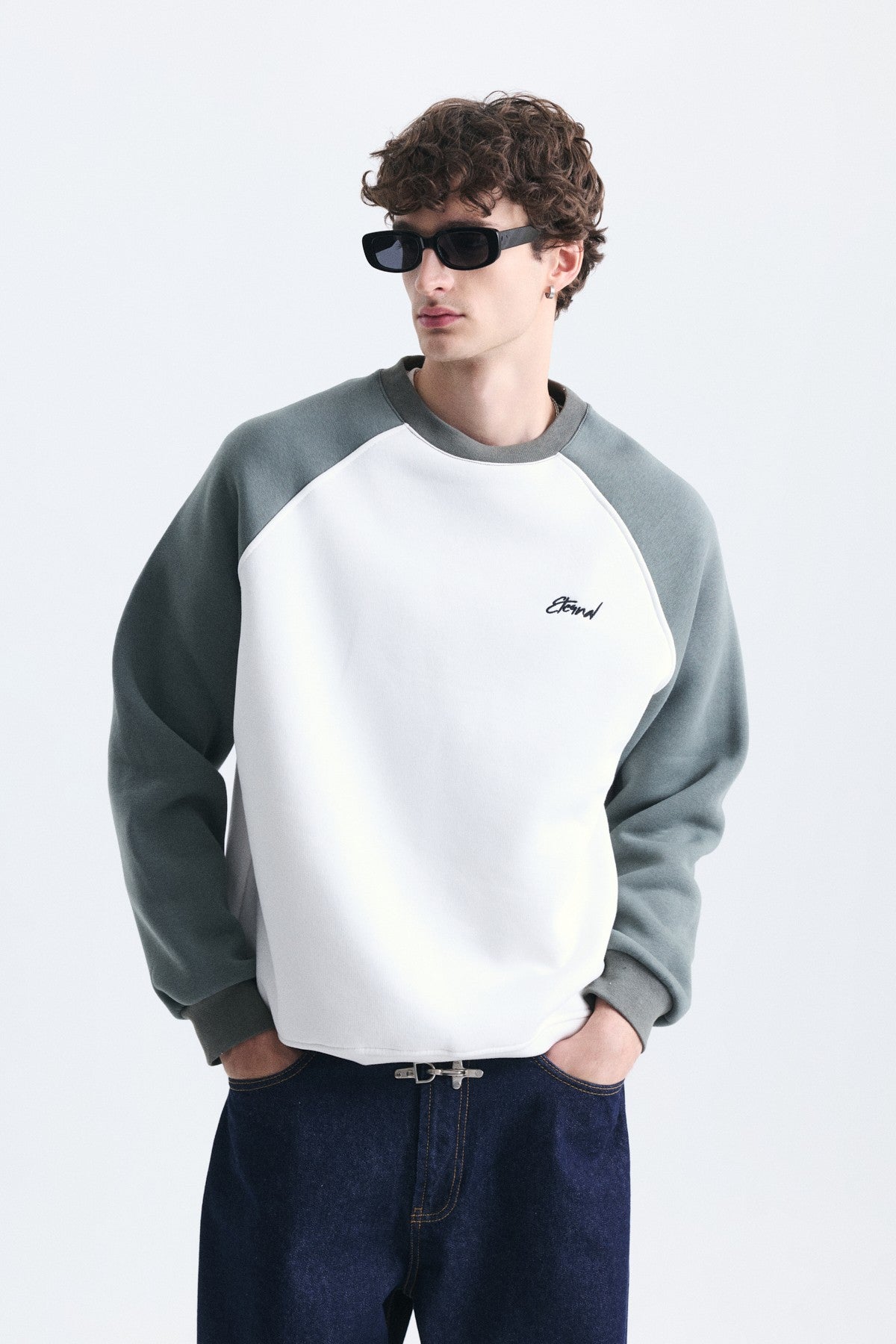 Oversize Renk Bloklu Sweatshirt