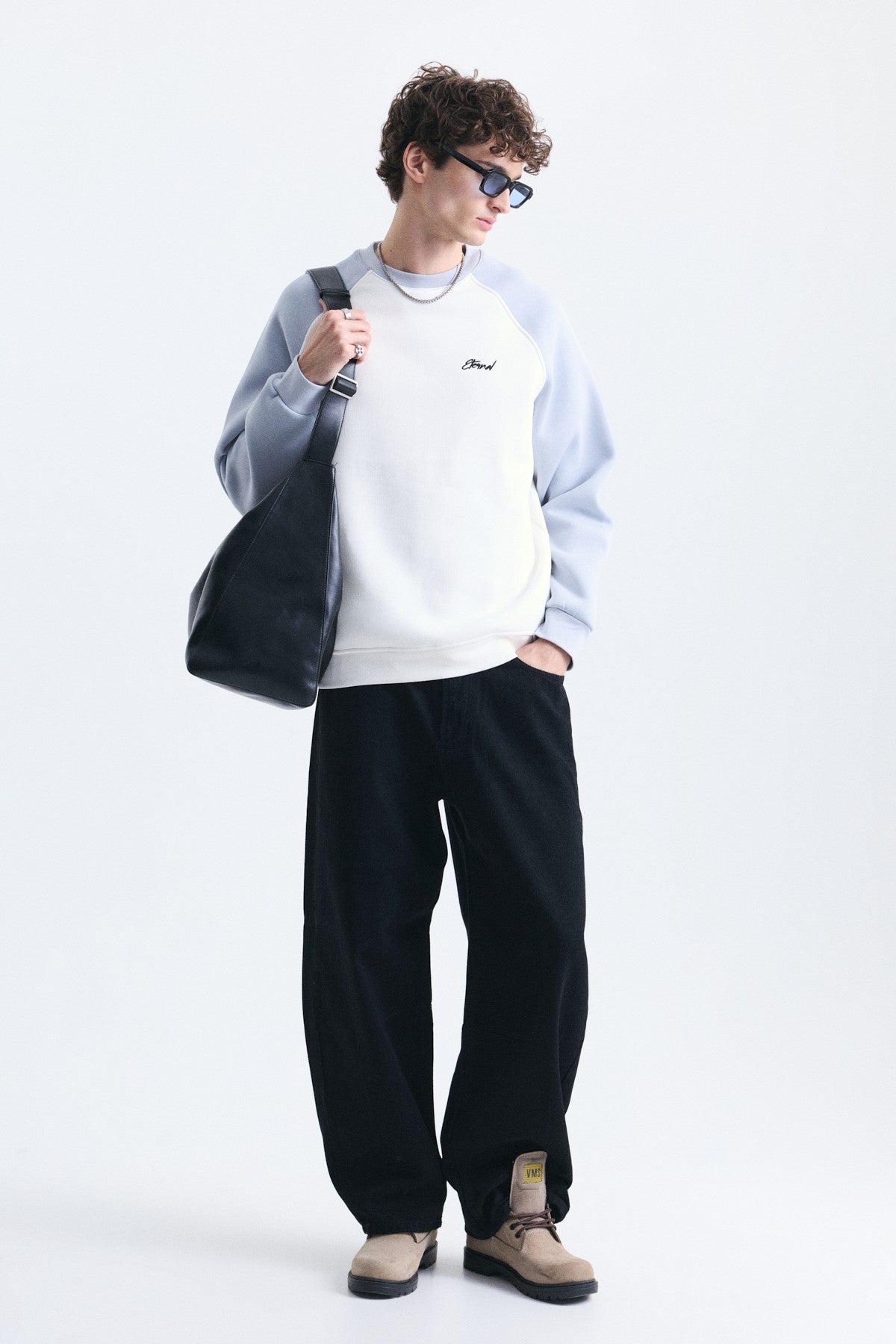 Oversize Renk Bloklu Sweatshirt