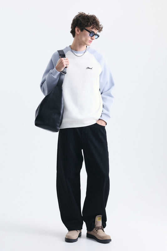 Oversize Renk Bloklu Sweatshirt
