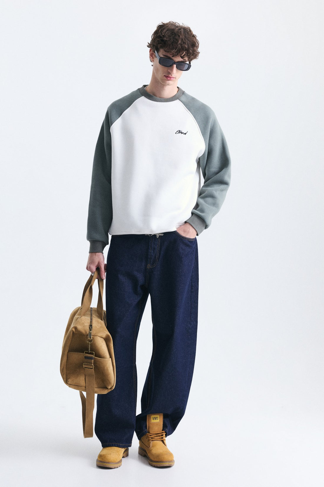 Oversize Renk Bloklu Sweatshirt