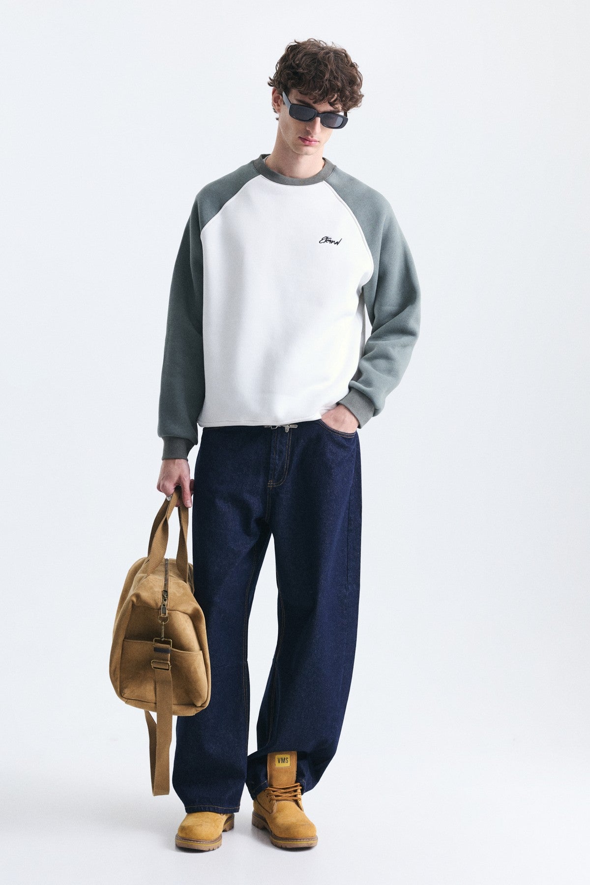 Oversize Renk Bloklu Sweatshirt